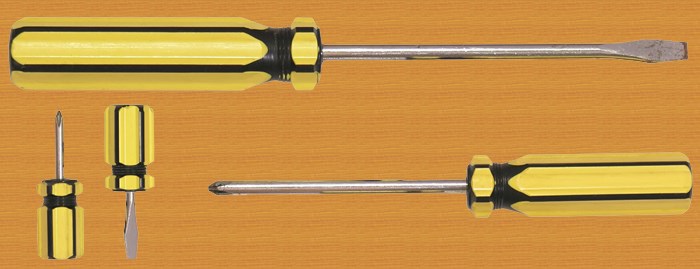 Flat head and Phillips screwdrivers